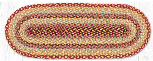 Braided Tablerunner - Burgundy/Gray/Cream, 13' X 36' (Oval)