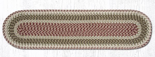 Braided Tablerunner - Olive/Burgundy/Grey, 13' X 48' (Oval)