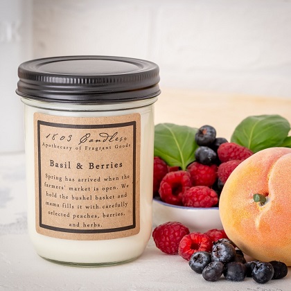 Candle - Basil & Berries Soy - Jar Candle.