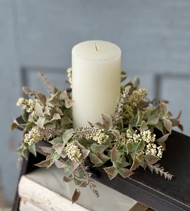 Candle Ring - Autumn Herbs 10', Cream