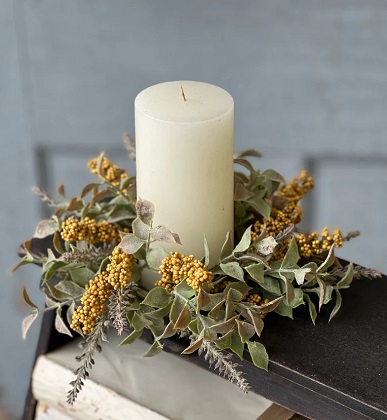 Candle Ring - Autumn Herbs 10', Mustard