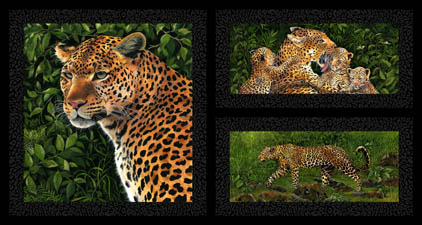 Classic Cottons - Leopards - 24' Leopard Panel, Black