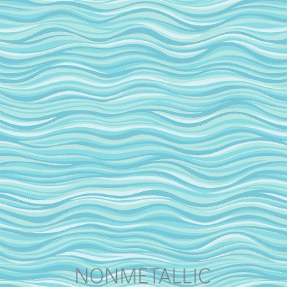 Clothworks - 108' Laurel Burch Digital - Wave, Light Aqua