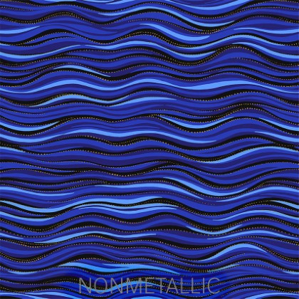 Clothworks - 108' Laurel Burch Digital - Wave, Royal Blue