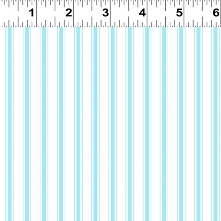 Clothworks - Andalusia - Ticking Stripe, Aqua/White