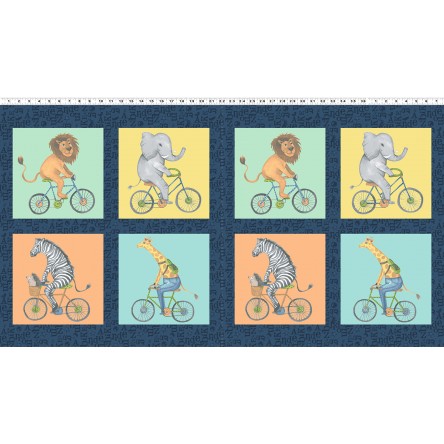 Clothworks - Bike Ride - 24' Block Panel, Multi