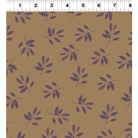 Clothworks - Bohemian Chic - Leaf Stem , Dark Taupe