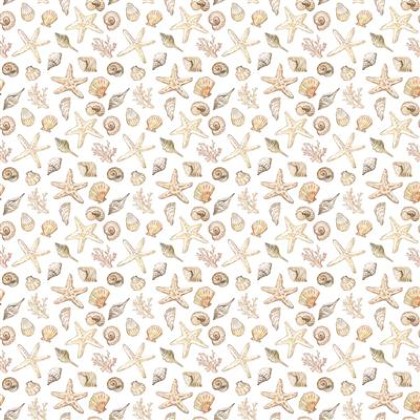 Clothworks - Coastal Cottage - Seashells, White