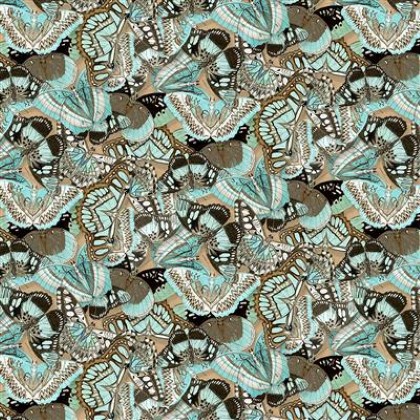 Clothworks - En Bleu - Packed Butterflies, Multi