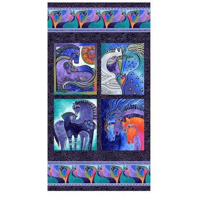 Clothworks - Fiesta Horses - 24' Fiesta Horses Panel, Cool Blues