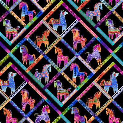 Clothworks - Fiesta Horses - Diamond Horses, Black/Metallic