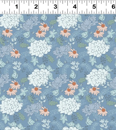 Clothworks - Firefly - Mini Floral, Denim