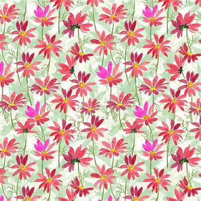 Clothworks - Flower Shop - Daisies, Raspberry