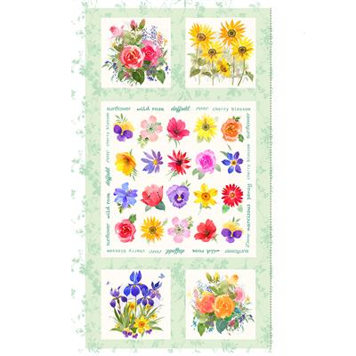 Clothworks - Flower Shop - Digital 24' Block Panel, Light Mint