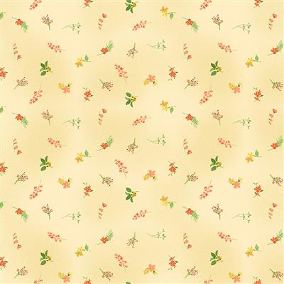 Clothworks - Flower Shop - Ditsy Floral, Light Gold