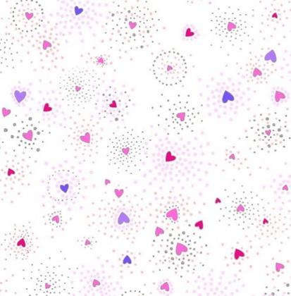 Clothworks - LB Basic Heart - Silver Metallic, White