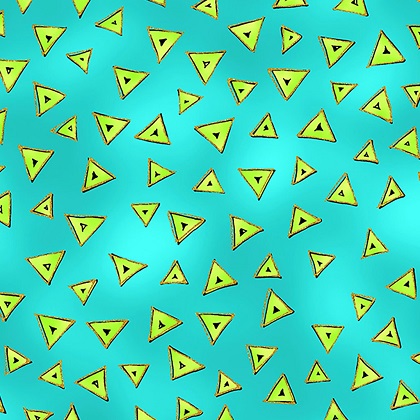 Clothworks - LB Basic Triangle - Gold Metallic, Aqua
