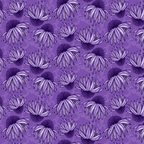 Clothworks - Lilla - Coneflowers, Purple