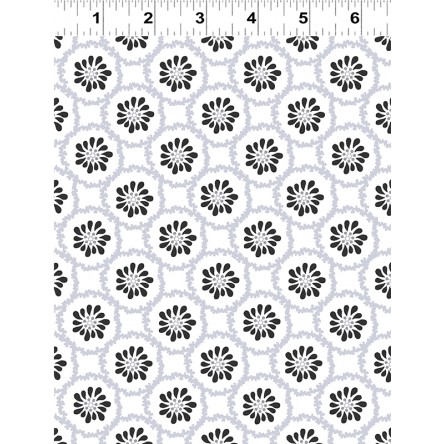 Clothworks - Lilliana - Circle Flower, White