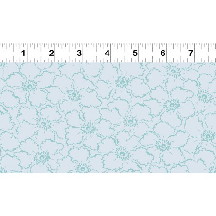 Clothworks - Lilliana - Floral Outline, Aqua