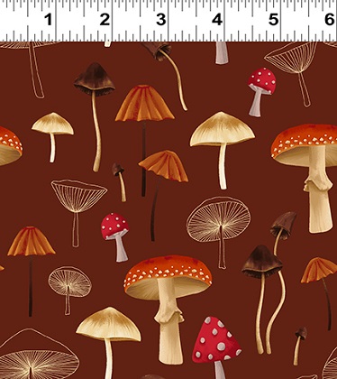 Clothworks - Midnight Flora - Mushrooms, Brick