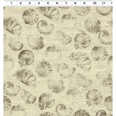 Clothworks - Sea Cottage - Shells, Khaki