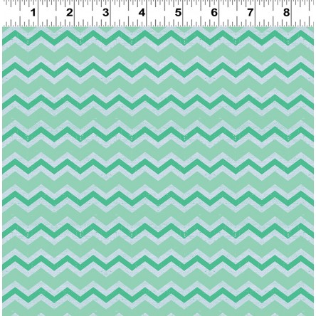 Clothworks - Snarky Cats - Chevron, Turquoise