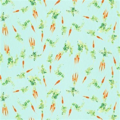 Clothworks - Spring Has Sprung - Carrots, Light Aqua