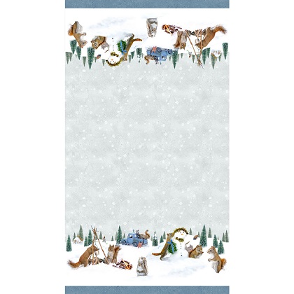 Clothworks - The Secret Life of Squirrels II - Double Border, Mist Gray