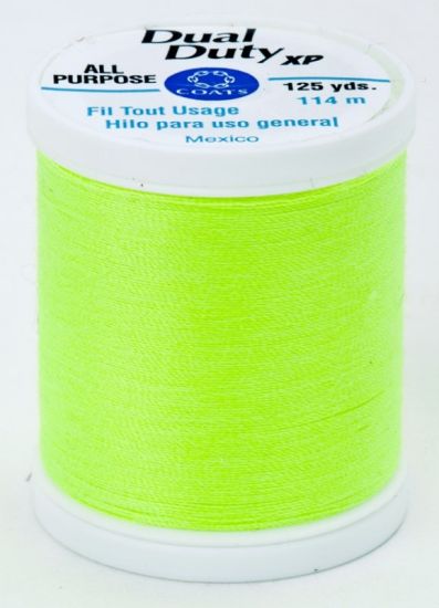 Coats & Clark Thread - All Purpose Dual Duty XP - 125 yds, Neon Bright Yellow