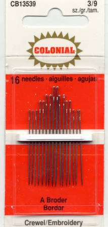 Colonial Needles - Crewel/Embroidery - Size 3/9