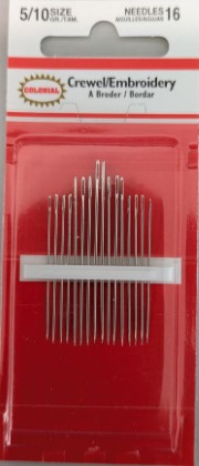 Colonial Needles - Embroidery Crewel - Size 5/10 - 16 Count