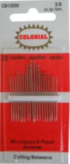 Colonial Needles - Quilting/Betweens - Size 3/9 - 20 Count