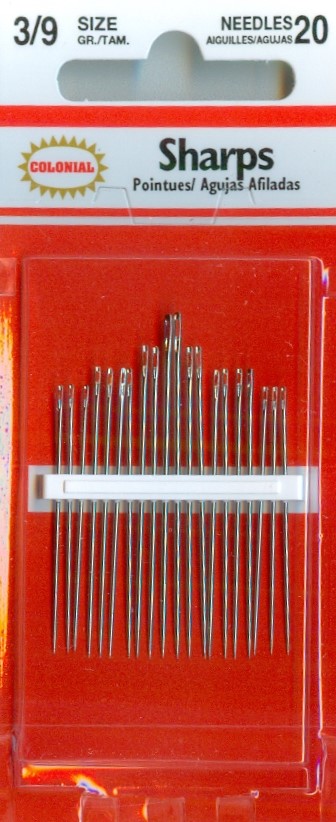 Colonial Needles - Sharps - Size 3/9 - 20 Count