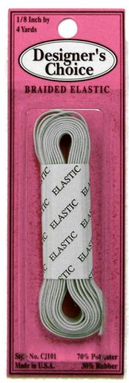 Conrad Jarvis Elastic - 1/8 Inch x 4 Yards - Braided, White