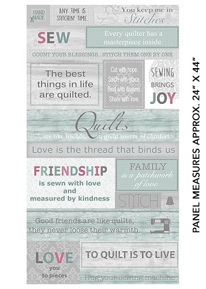 Contempo - Words to Quilt By Panel - 24' Panel, Multi