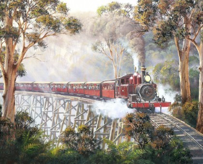David Textiles - 36' Exclusive Panels - Misty Morning Train, Multi