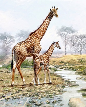 David Textiles - Exclusive Panels - 36' Giraffe Panel, Multi