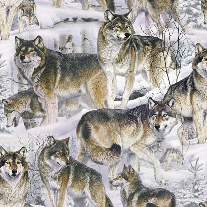 David Textiles - Novelty Prints - Animal Love, Wolves