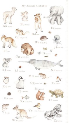 Dear Stella - ABCs of Love - 24' Animal Alphabet Panel, White