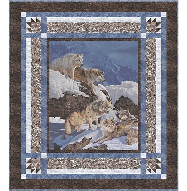 Digital Quilt Top - Wolf Pack - Featuring Winter Gathering by Northcott ( Large