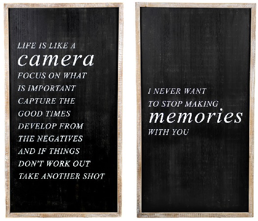 Double Sided Wooden Sign - Camera/Memories (Reversible)