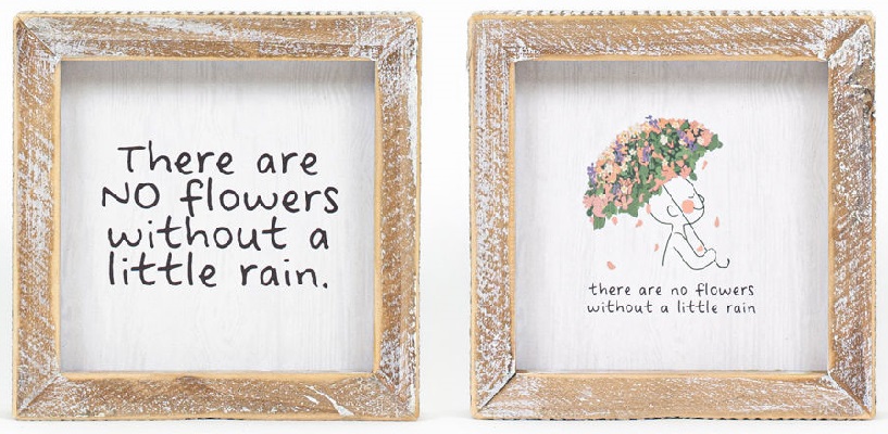 Double Sided Wooden Sign - Flowers