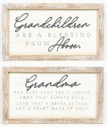 Double Sided Wooden Sign - Grandchildren/Grandma
