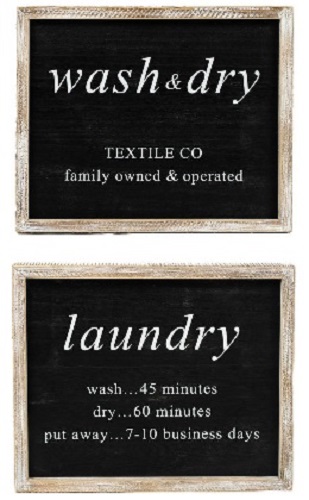 Double Sided Wooden Sign - Laundry/Wash & Dry (Reversible)