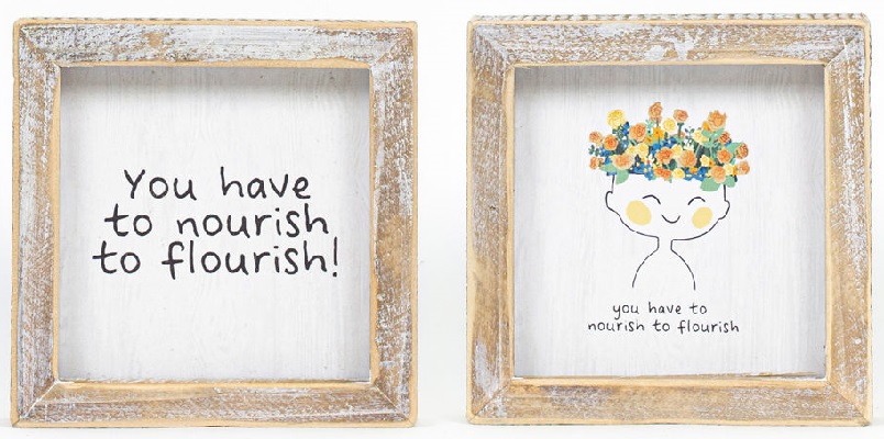 Double Sided Wooden Sign - Nourish to Flourish