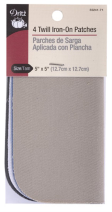 Dritz - Iron-On Twill Patches - 5'x5' 4 ct; Light Assortment