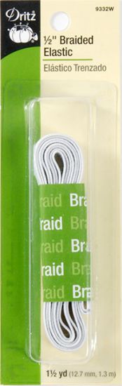 Dritz Elastic - 1/2' x 1.5 Yards - Braided, White