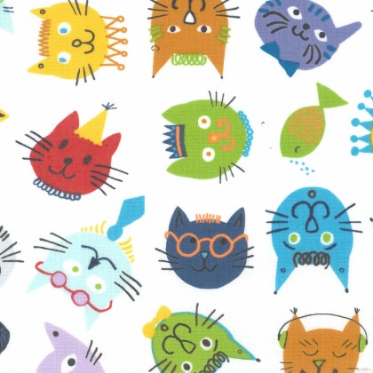E E Schenck Co - 58' Laminated Cotton (Food Safe) - 1 Yard Cut, Cool Cats
