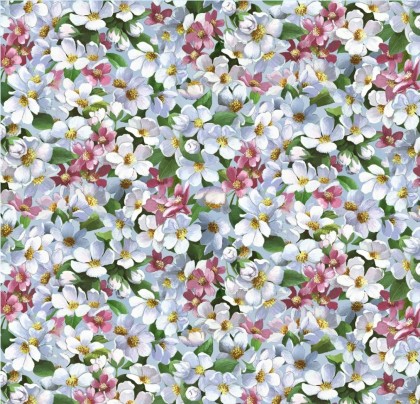 Elizabeth Studio - Chickadee Morning - Small Blossoms, Sky Blue